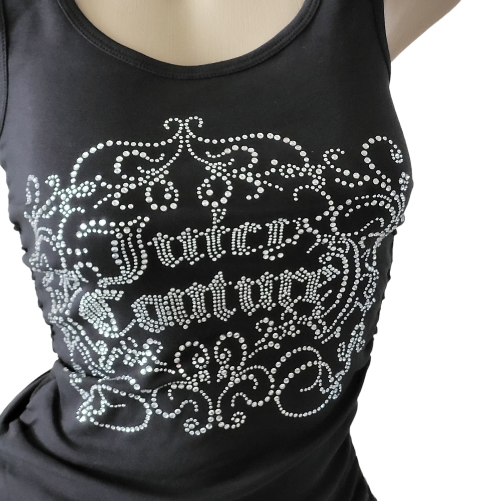 Juicy Couture Rhinestone Bling Shirred Tank Dress Black NWT M - Picture 7 of 11